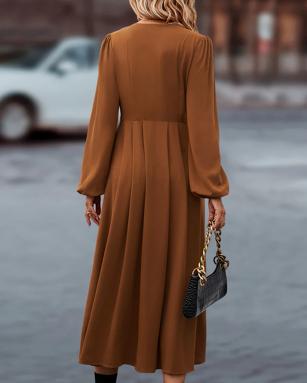 Robe Avec Manches Longues Et Col En V Pour Femmes | Idéale Pour Diverses Occasions