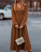 Robe Avec Manches Longues Et Col En V Pour Femmes | Idéale Pour Diverses Occasions