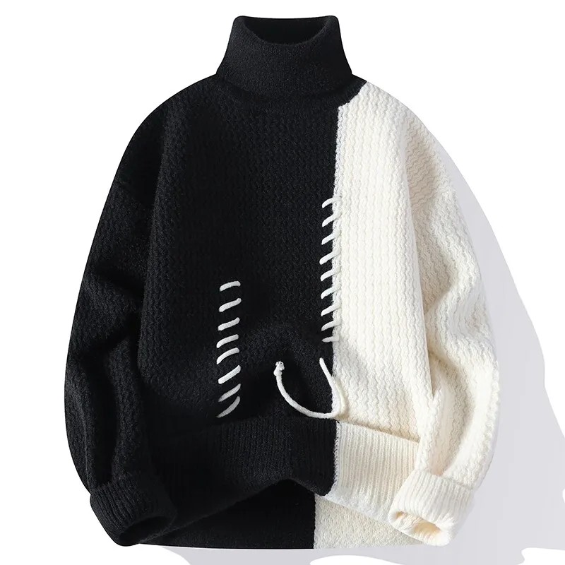 Pull À Col Roulé avec Design Bicolore pour Adultes | Idéal pour Les Tenues Par Temps Frais
