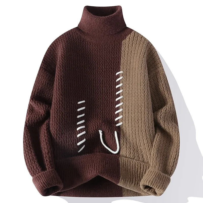 Pull À Col Roulé avec Design Bicolore pour Adultes | Idéal pour Les Tenues Par Temps Frais