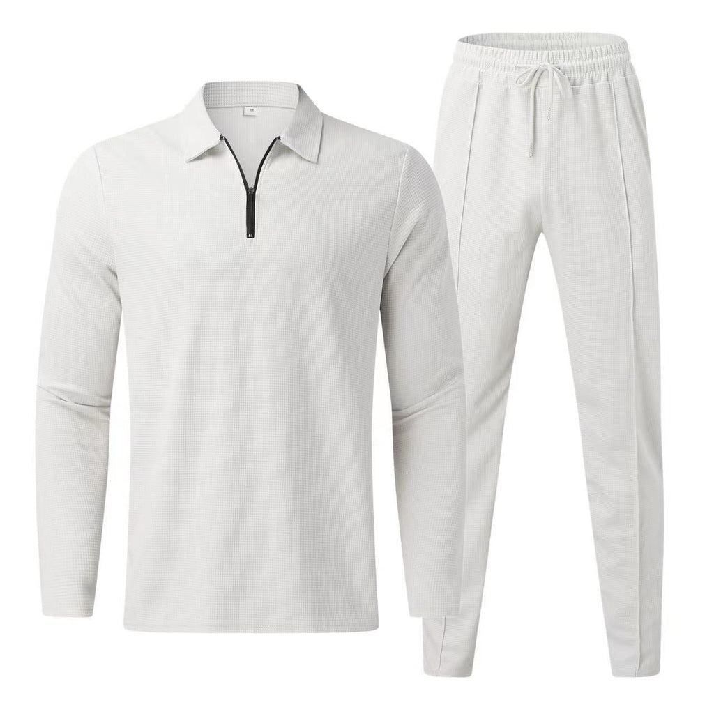 Ensemble Homme avec Polo Manches Longues Et Pantalon De Survêtement | Usage Quotidien Décontracté