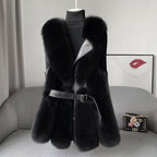 Gilet Sans Manches Ceinturé à Col Imitation Fourrure pour Femme | Idéal pour la Saison Froide