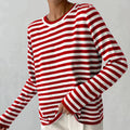 Pull À Rayures Avec Col Rond Et Coupe Légèrement Ample Pour Femmes | Idéal Pour Tenues Quotidiennes