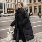 Manteau Long d’Hiver avec Fermeture Frontale pour Femme | Idéal pour la Saison Froide