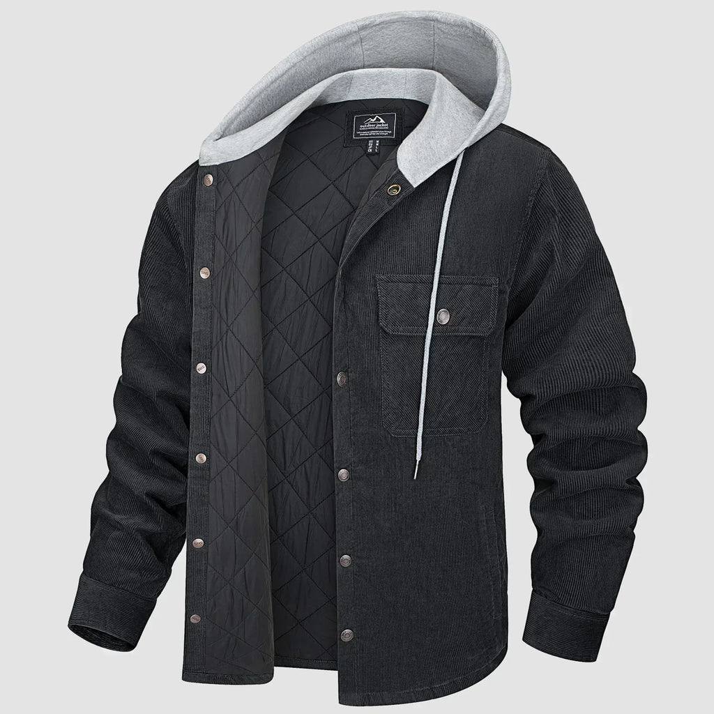 Veste À Capuche avec Doublure Matelassée Et Fermeture Boutonnée pour Hommes | Idéale pour La Saison Froide