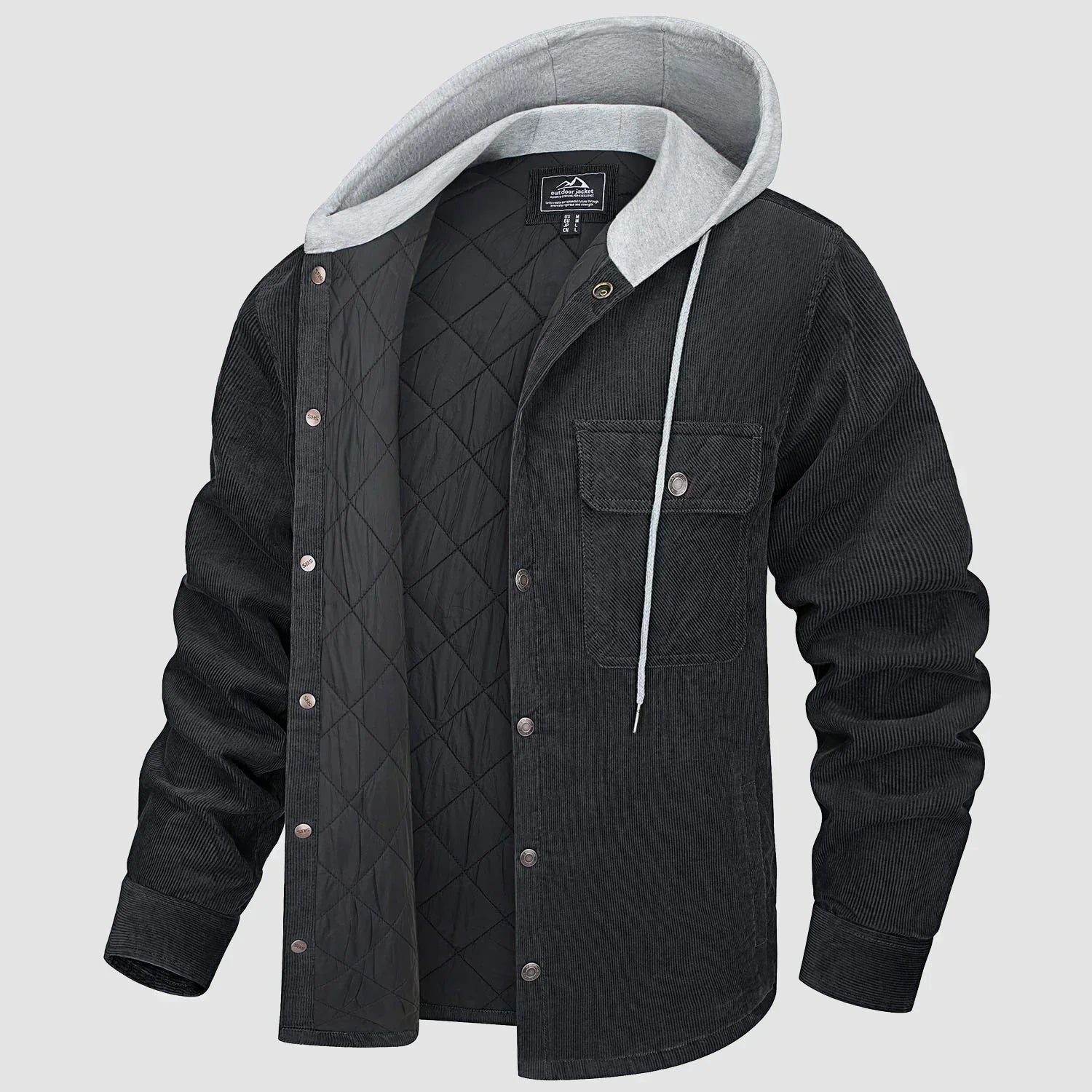 Veste À Capuche avec Doublure Matelassée Et Fermeture Boutonnée pour Hommes | Idéale pour La Saison Froide