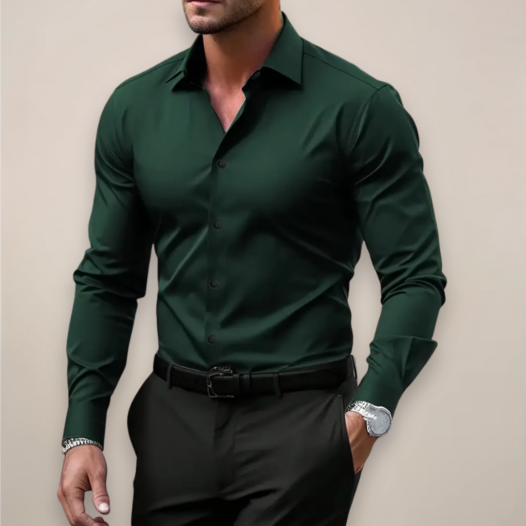 Chemise Slim Fit Avec Col Classique Et Fermeture À Boutons Pour Homme | Idéale Pour Travail Et Usage Quotidien