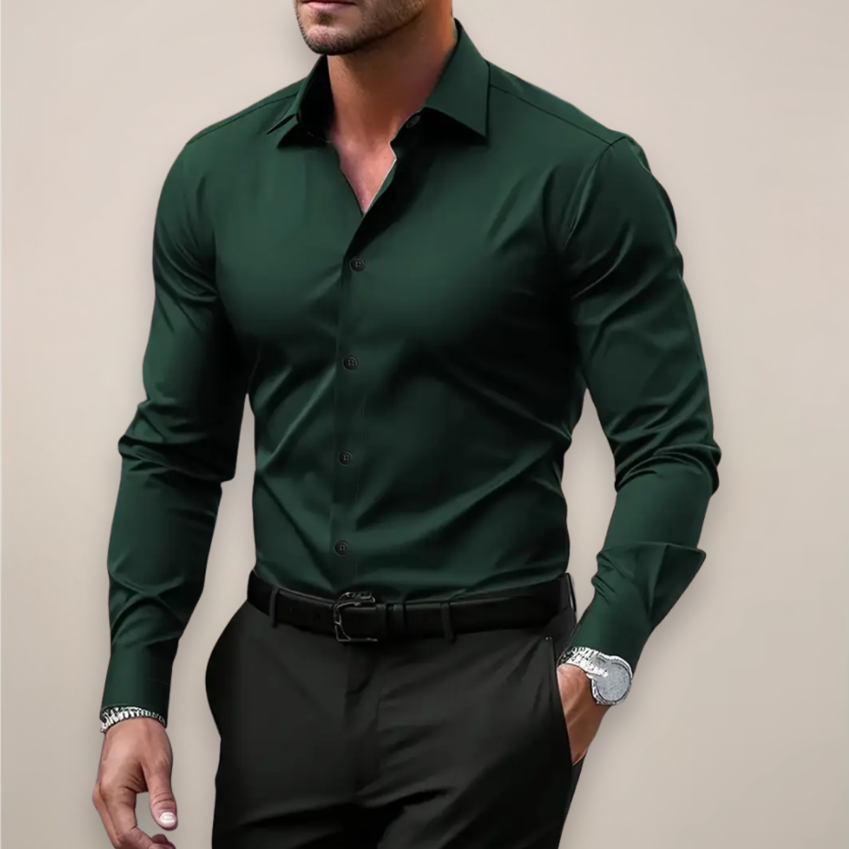 Chemise Slim Fit Avec Col Classique Et Fermeture À Boutons Pour Homme | Idéale Pour Travail Et Usage Quotidien