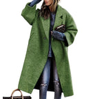 Manteau Long à Ceinture avec Col à Revers pour Femme | Idéal pour les Journées Fraîches