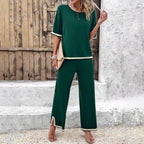 Ensemble Deux Pièces Tricoté avec Haut et Pantalon pour Femme | Idéal pour Usage Quotidien et Décontracté