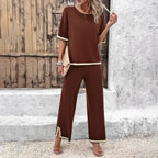 Ensemble Deux Pièces Tricoté avec Haut et Pantalon pour Femme | Idéal pour Usage Quotidien et Décontracté