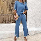 Ensemble Deux Pièces Tricoté avec Haut et Pantalon pour Femme | Idéal pour Usage Quotidien et Décontracté
