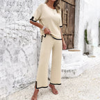 Ensemble Deux Pièces Tricoté avec Haut et Pantalon pour Femme | Idéal pour Usage Quotidien et Décontracté