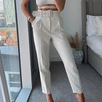 Pantalon à Taille Haute avec Ceinture Ajustable pour Femme | Idéal pour les Journées Décontractées