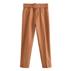 Pantalon à Taille Haute avec Ceinture Ajustable pour Femme | Idéal pour les Journées Décontractées
