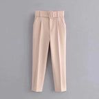 Pantalon à Taille Haute avec Ceinture Ajustable pour Femme | Idéal pour les Journées Décontractées