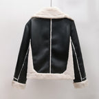 Veste Imitation Cuir avec Col Revers pour Femme | Idéale pour la Saison Froide