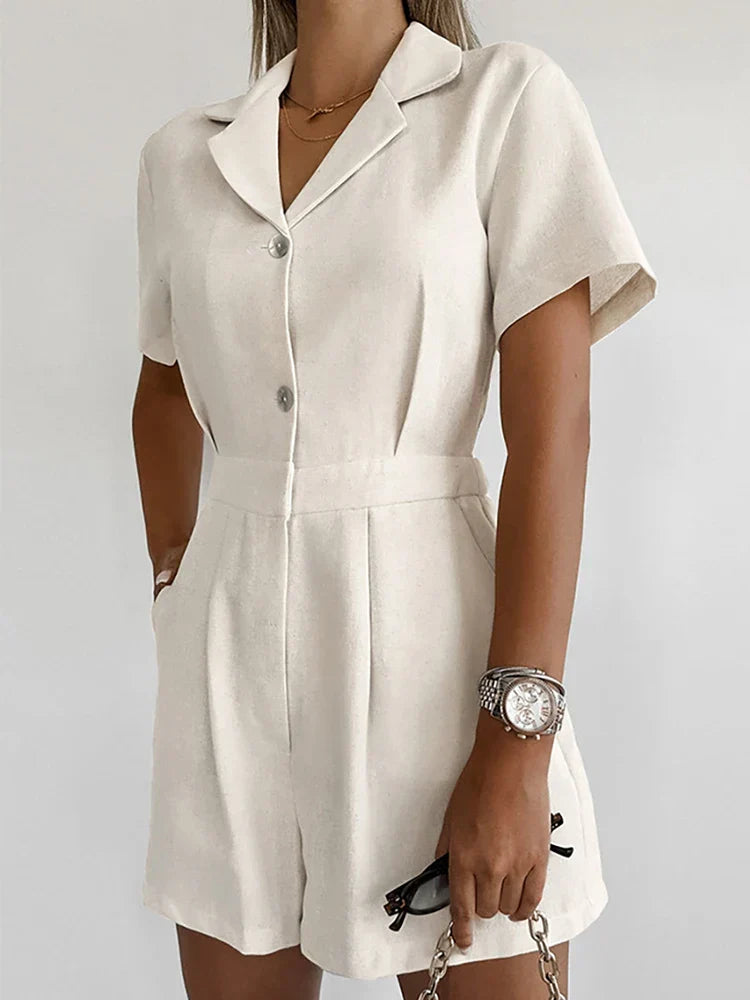 Combinaison Avec Coupe Simple Et Manches Courtes Pour Femmes | Idéal Pour Bureau Et Saison Chaude