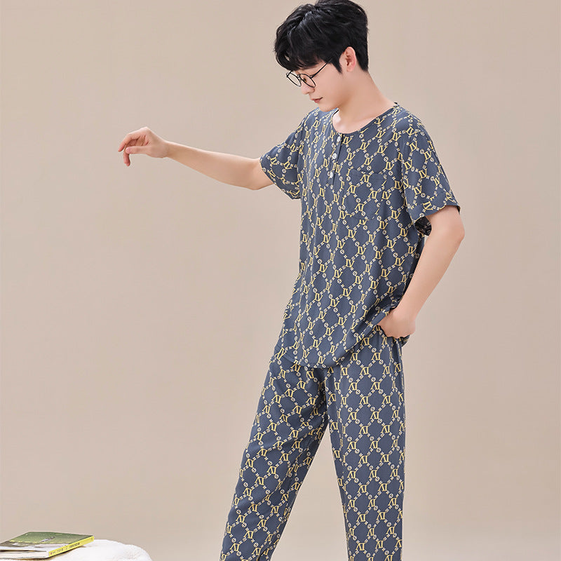 Pyjama Deux Pièces pour Homme avec Haut à Manches Courtes et Pantalon | Idéal pour le Printemps et l'Été