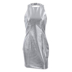 Robe Mini Sans Manches à Finition Brillante et Coupe Ajustée pour Femme | Idéale pour les Soirées et Occasions Spéciales