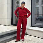 Ensemble Deux Pièces avec Chemise Boutonnée et Pantalon Ample pour Femme | Idéal pour le Quotidien