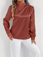 Blouse Avec Col Montant Et Manches Longues Pour Femme | Idéale Pour Le Bureau Et Les Occasions Formelles