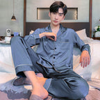 Pyjama Deux Pièces pour Homme avec Haut à Manches Longues et Pantalon | Idéal pour le Printemps et l'Automne