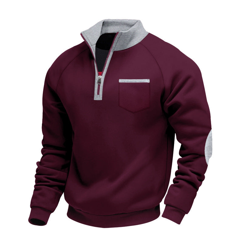 Sweatshirt À Col Zippé Quart Avec Poches Poitrine Pour Adultes | Idéal Pour Saisons Fraîches
