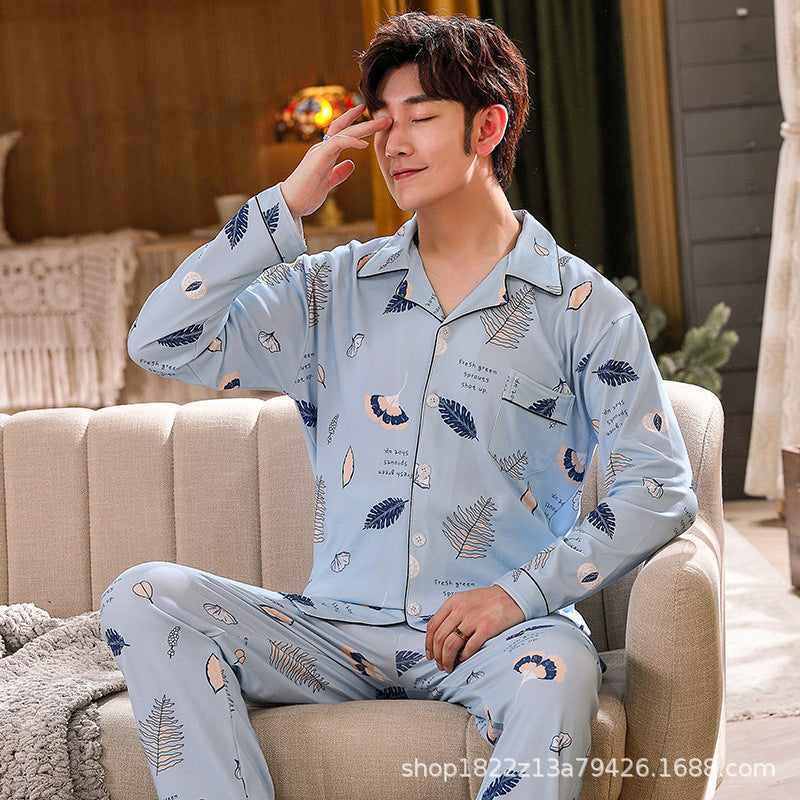 Pyjama Deux Pièces pour Homme avec Haut à Manches Longues et Pantalon | Idéal pour le Printemps et l'Automne