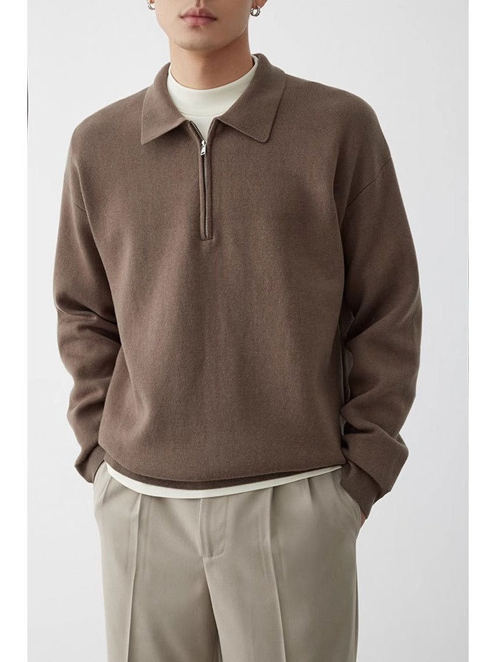 Pull avec Col Polo et Demi-Zip pour Homme | Idéal pour Automne et Hiver