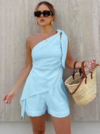 Ensemble Deux Pièces Asymétrique One-shoulder Pour Femmes | Idéal Pour Sorties Et Occasions Quotidiennes