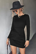 Robe Portefeuille Longueur Genou à Manches Longues pour Femme | Idéale pour Quotidien et Événements