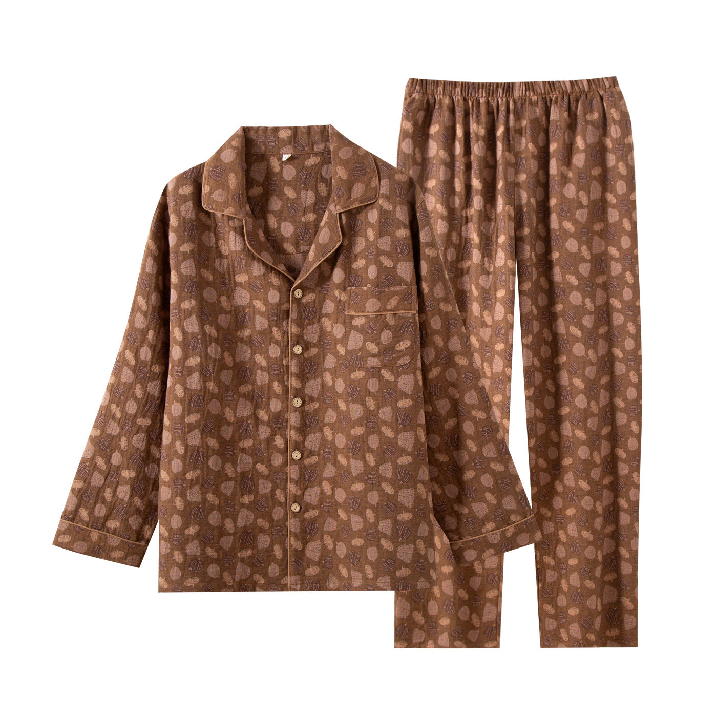 Pyjama Deux Pièces pour Homme avec Haut à Manches Longues et Pantalon | Idéal pour le Printemps et l'Automne