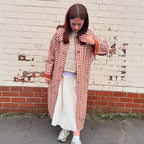 Trench-Coat à Motif Carreaux avec Poches Plaquées pour Femmes | Ideal for Mi-Saison et Usage Quotidien