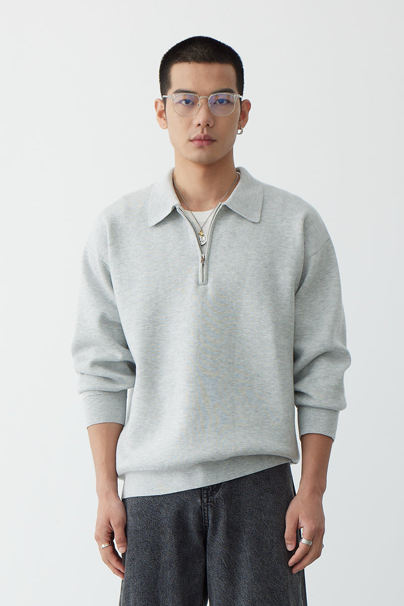 Pull avec Col Polo et Demi-Zip pour Homme | Idéal pour Automne et Hiver
