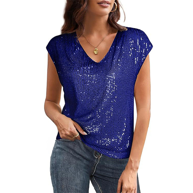 Haut À Paillettes Avec Col En V Pour Femmes | Idéal Pour Soirées Et Occasions
