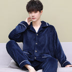 Pyjama Deux Pièces pour Homme avec Haut à Manches Longues et Pantalon | Idéal pour l’Hiver et l’Automne