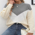 Pull À Col Rond avec Motif Color-Block pour Femme | Idéal pour Un Usage Quotidien