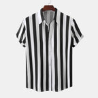 Chemise à Rayures Noires et Blanches avec Col Classique pour Homme | Idéal pour le Quotidien
