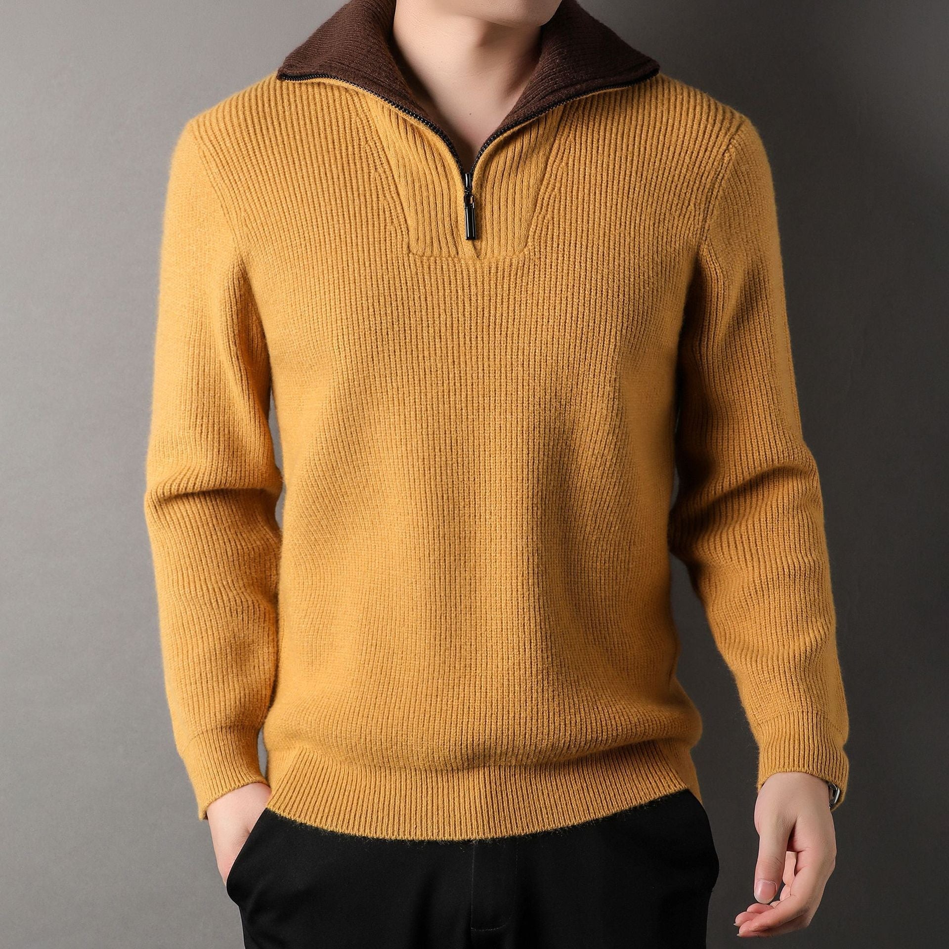Pull à Col Montant avec Fermeture Demi-Zip pour Adulte | Idéal pour l’Automne et l’Hiver