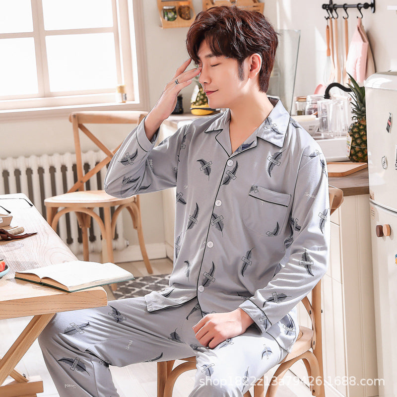 Pyjama Deux Pièces pour Homme avec Haut à Manches Longues et Pantalon | Idéal pour le Printemps et l'Automne