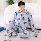 Pyjama Deux Pièces pour Homme avec Haut à Manches Longues et Pantalon | Idéal pour le Printemps et l'Automne