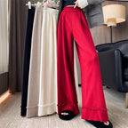 Pantalon Large avec Franges et Taille Standard pour Femme | Idéal pour Quotidien et Occasions