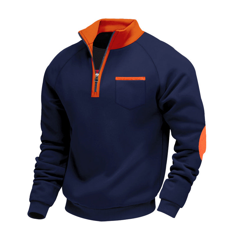 Sweatshirt À Col Zippé Quart Avec Poches Poitrine Pour Adultes | Idéal Pour Saisons Fraîches