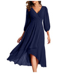 Robe À Col En V Avec Coupe Cintrée Et Ourlet Asymétrique Pour Femme | Idéal Pour Usage Quotidien Et Occasions