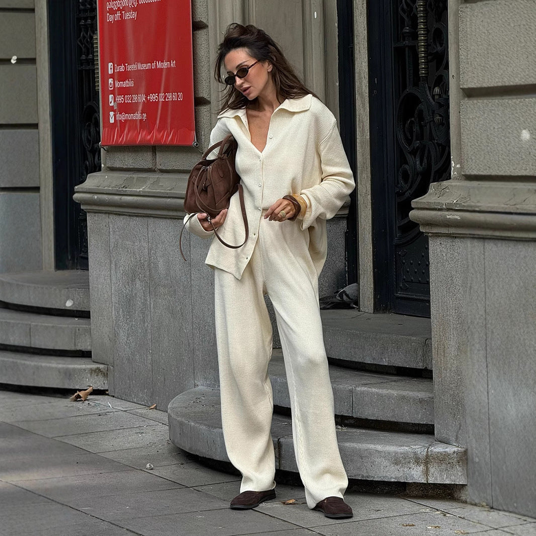 Ensemble Deux Pièces avec Chemise Boutonnée et Pantalon Ample pour Femme | Idéal pour le Quotidien