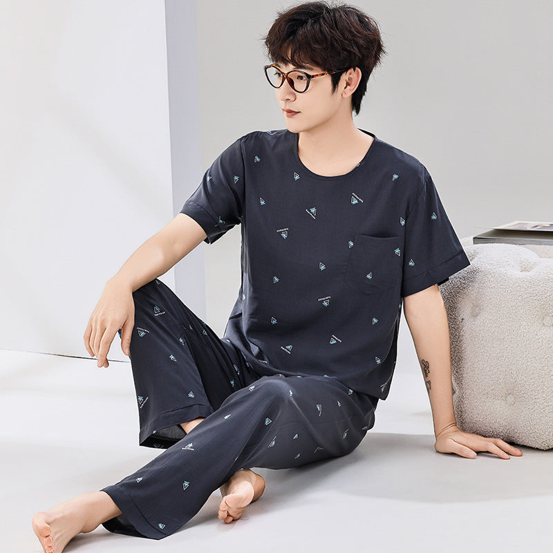 Pyjama Deux Pièces pour Homme avec Haut à Manches Courtes et Pantalon | Idéal pour le Printemps et l'Été
