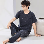 Pyjama Deux Pièces pour Homme avec Haut à Manches Courtes et Pantalon | Idéal pour le Printemps et l'Été