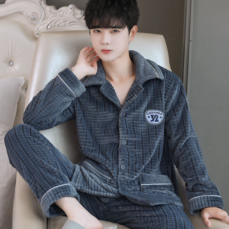 Pyjama Deux Pièces pour Homme avec Haut à Manches Longues et Pantalon | Idéal pour l’Hiver et l’Automne