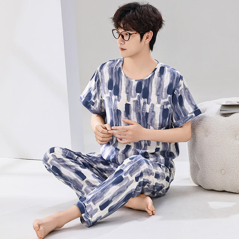 Pyjama Deux Pièces pour Homme avec Haut à Manches Courtes et Pantalon | Idéal pour le Printemps et l'Été